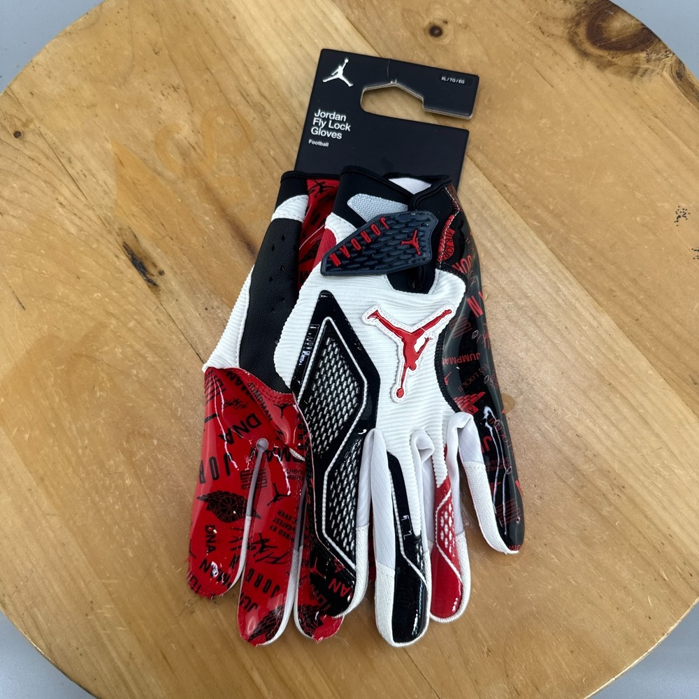 Nike Jordan Fly Lock 2.0 Football Gloves Mens Size XL Reciever Red Black NEW